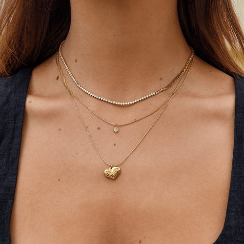 Amari Layered Heart Pendant Necklace