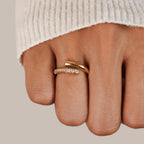 Arya Gold And Crystal Wrap Ring - view 2