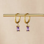 Avery Purple Crystal Drop Earrings - view 3