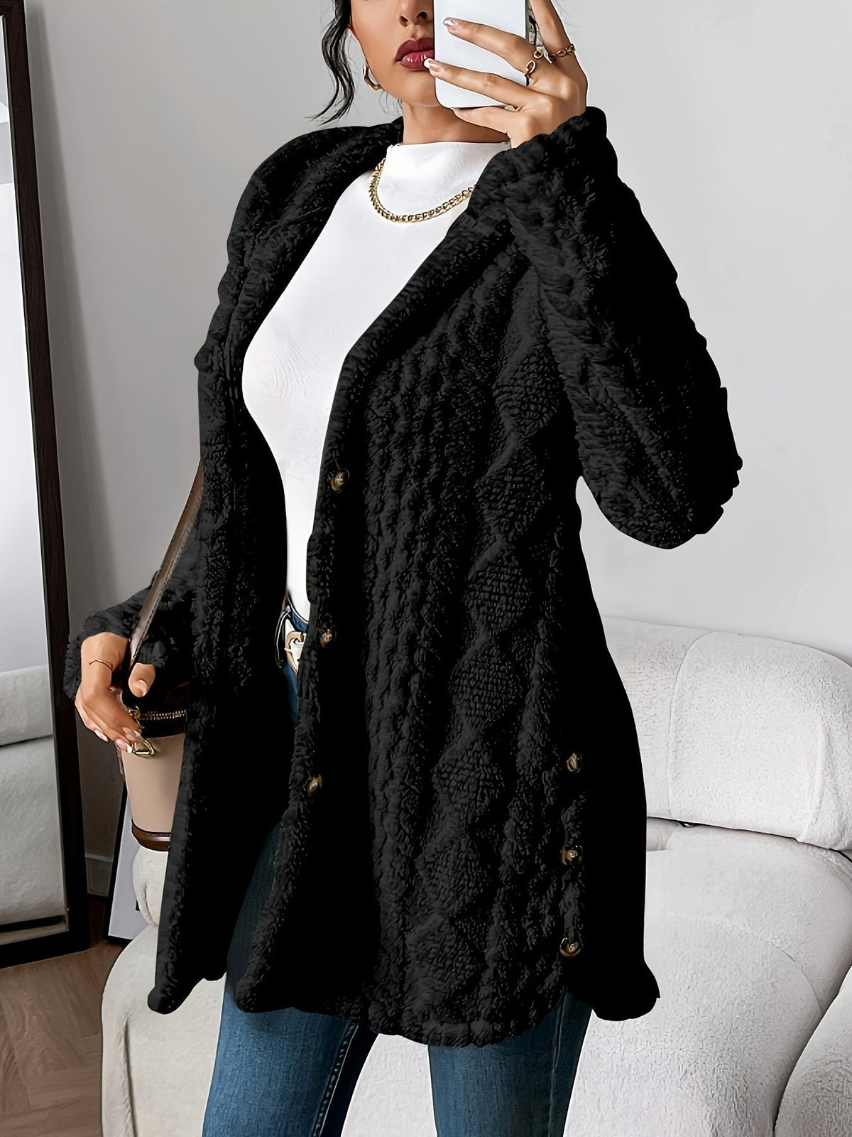 Ursa Cable Knit Cardigan with Hood - view 6