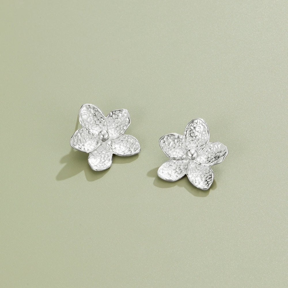 Blooming Silver Flower Earrings
