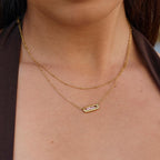 Zora Blush Pink Bar Pendant Necklace - view 2