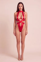 Lucia Red Cotton Bodysuit - view 5