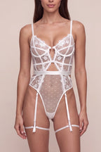 Shadow White Mesh Bodysuit - view 2