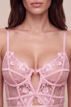 Shadow Pink Floral Lace Bodysuit - view 3