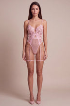 Shadow Pink Floral Lace Bodysuit - view 5