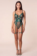 Shadow Green Mesh Bodysuit - view 5