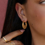 Oriana Boho Chic Gold Hoop Earrings - view 2