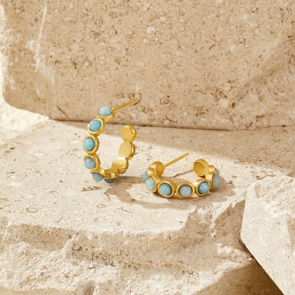 Classic Amazonite Hoop Earrings