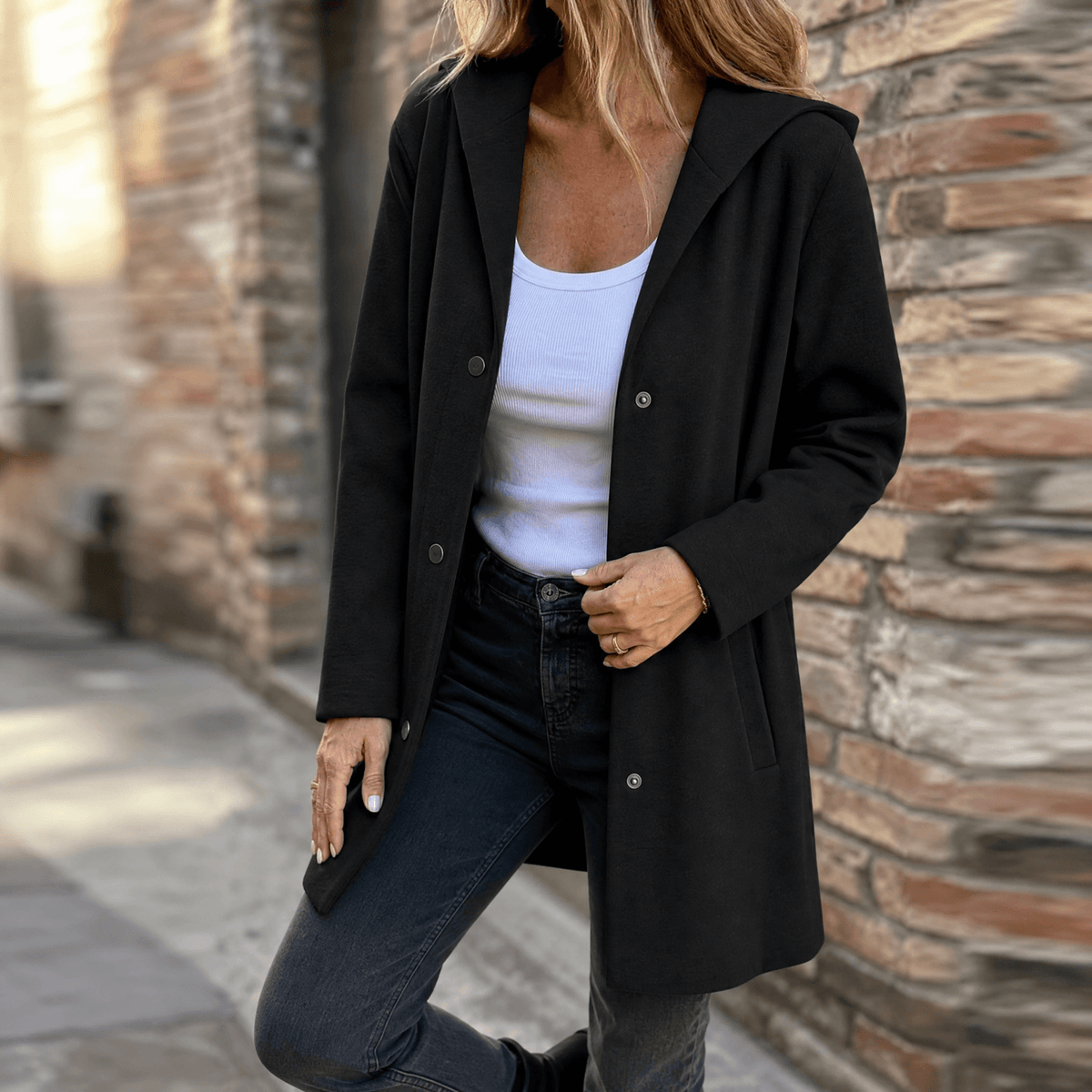 Colette Button-Front Hooded Knit Cardigan - view 15