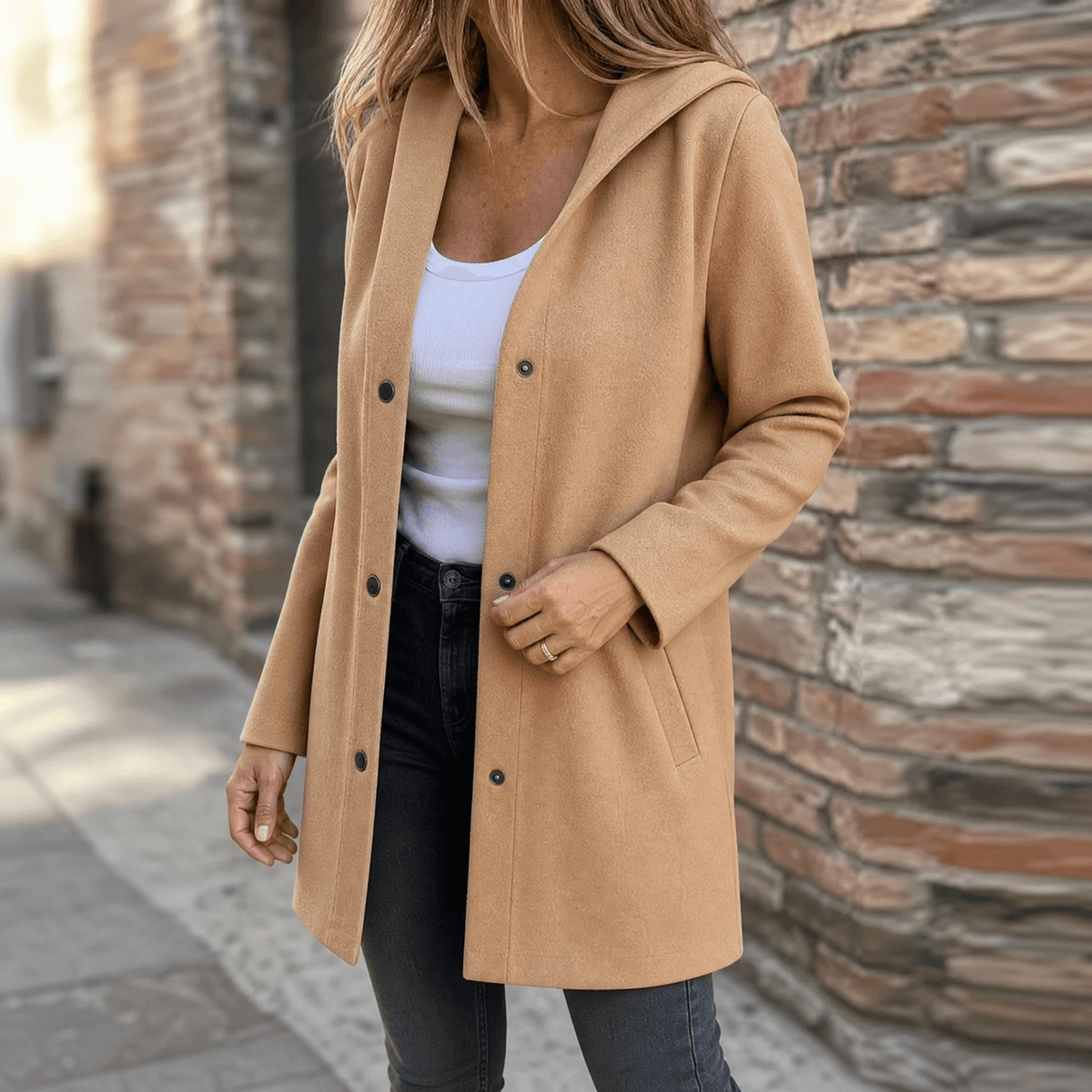 Colette Button-Front Hooded Knit Cardigan - view 12