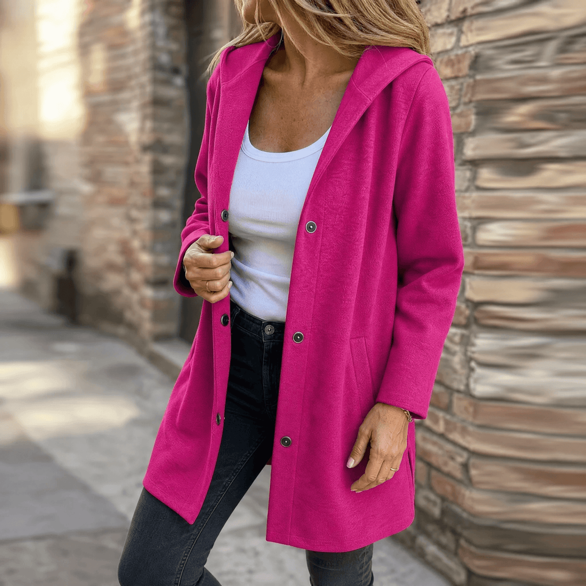 Colette Button-Front Hooded Knit Cardigan - view 13