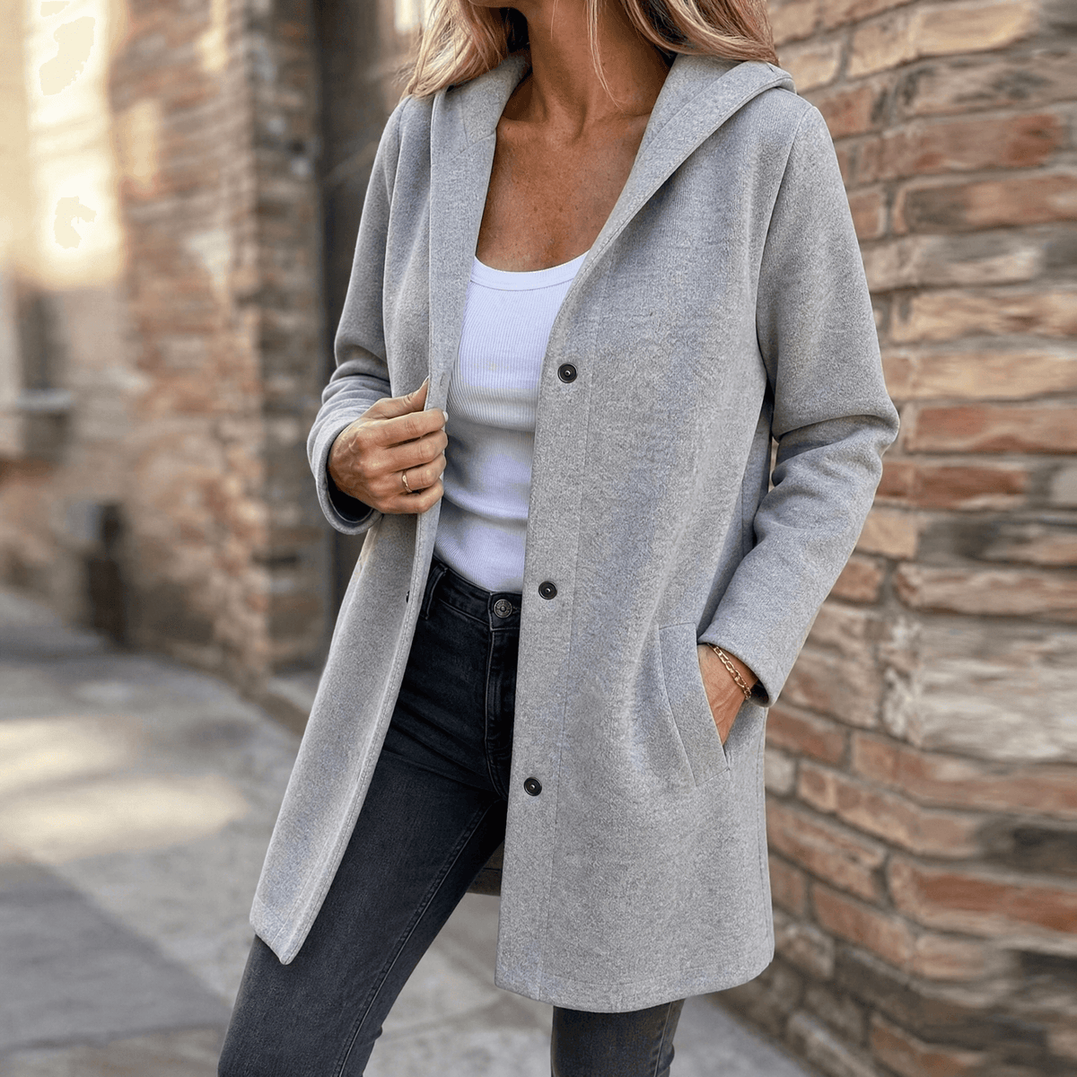 Colette Button-Front Hooded Knit Cardigan - view 11