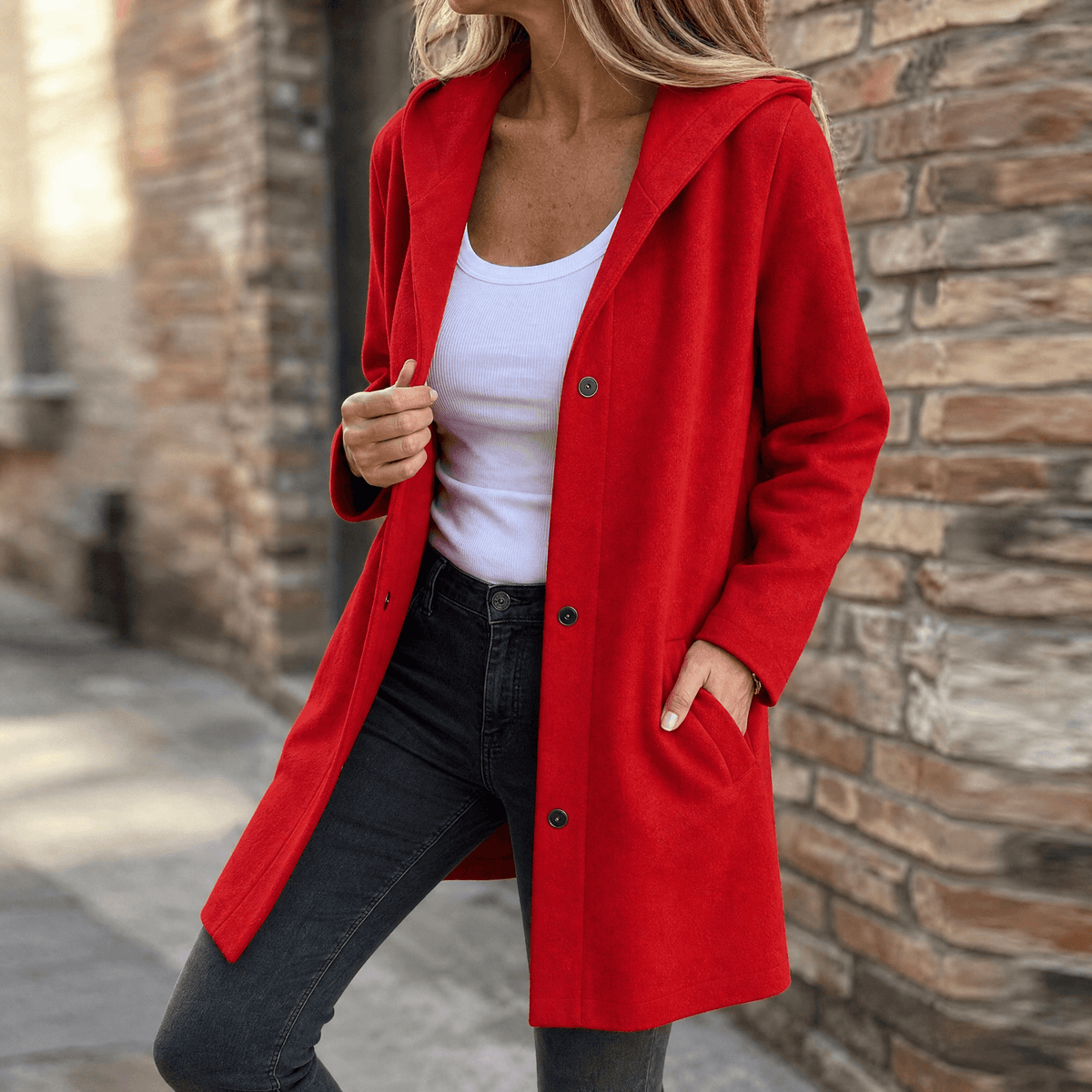 Colette Button-Front Hooded Knit Cardigan - view 14