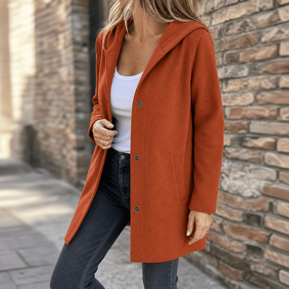 Colette Button-Front Hooded Knit Cardigan - view 16