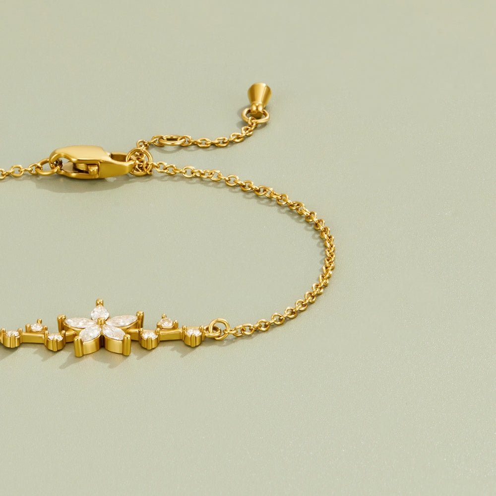 Crystal Flower Gold Bracelet