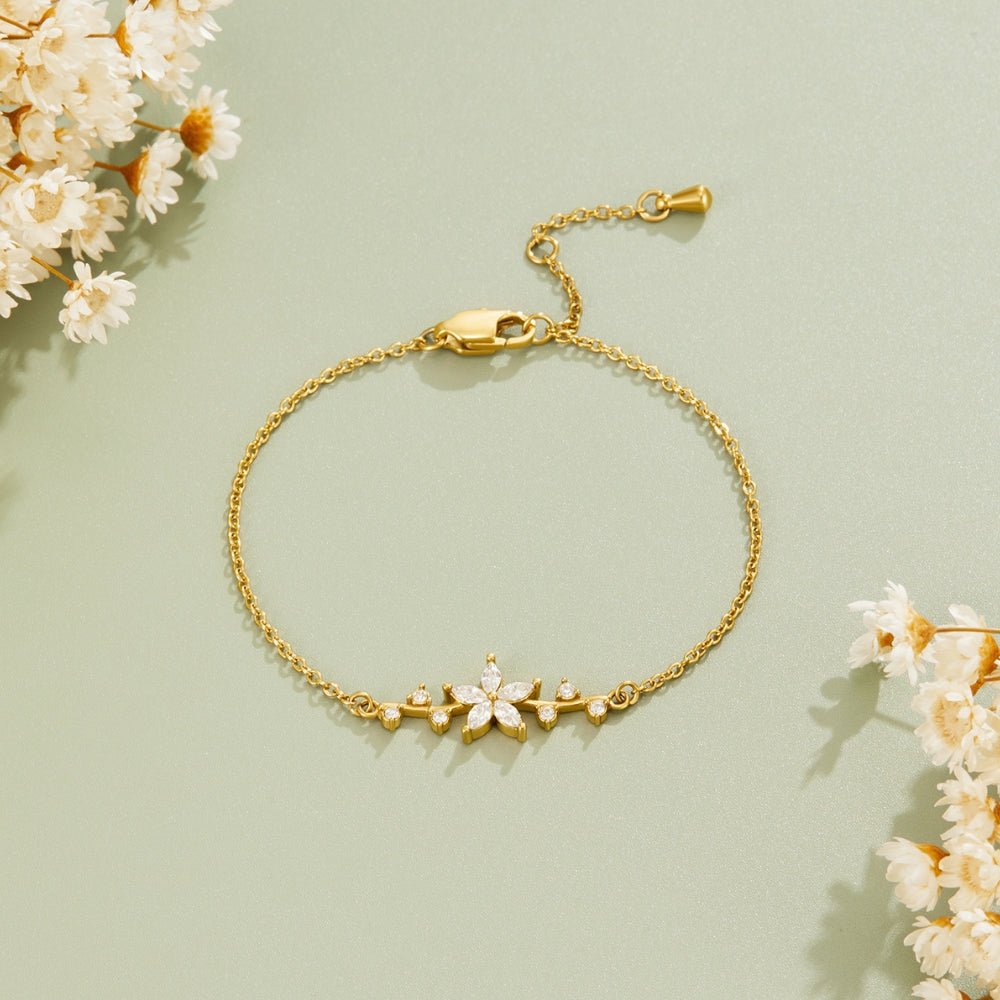 Crystal Flower Gold Bracelet