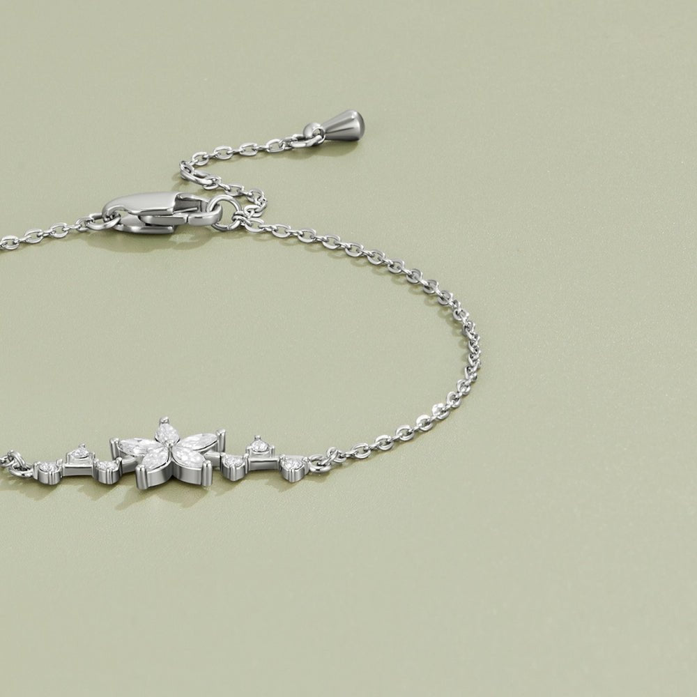 Crystal Flower Silver Bracelet