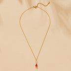 Flavia Crystal Ruby Teardrop Necklace - view 3