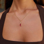 Flavia Crystal Ruby Teardrop Necklace - view 2