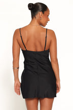 Brooke Black Square Neck Mini Dress with Side Twist - view 4