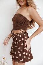 Imani Brown Polka Dot Strapless A-Line Mini Dress - view 9