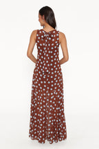 Keani Brown Polka Dot Boat Neck Maxi Dress - view 5