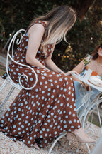 Keani Brown Polka Dot Boat Neck Maxi Dress - view 7