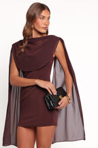 Klarissa Brown Draped Cowl Neck Bodycon Mini Dress - view 1