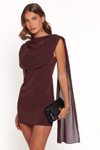 Klarissa Brown Draped Cowl Neck Bodycon Mini Dress - view 3