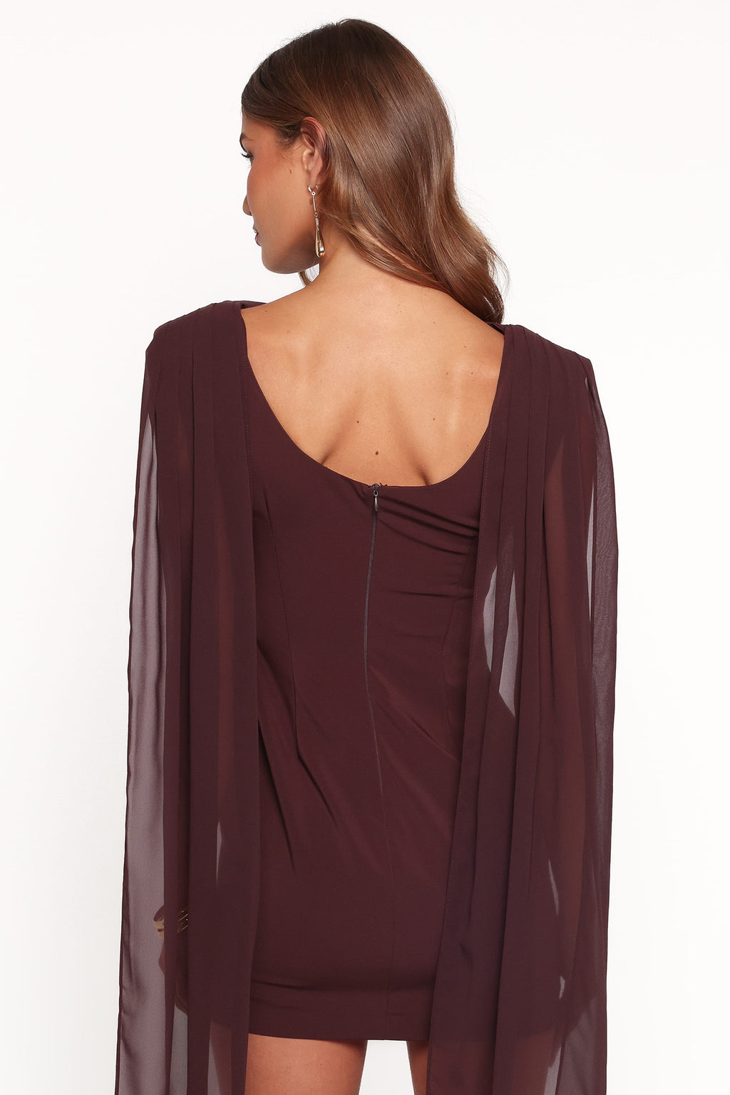 Klarissa Brown Draped Cowl Neck Bodycon Mini Dress - view 4