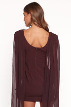 Klarissa Brown Draped Cowl Neck Bodycon Mini Dress - view 4