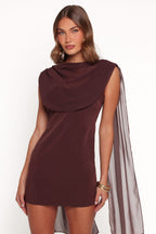Klarissa Brown Draped Cowl Neck Bodycon Mini Dress - view 2