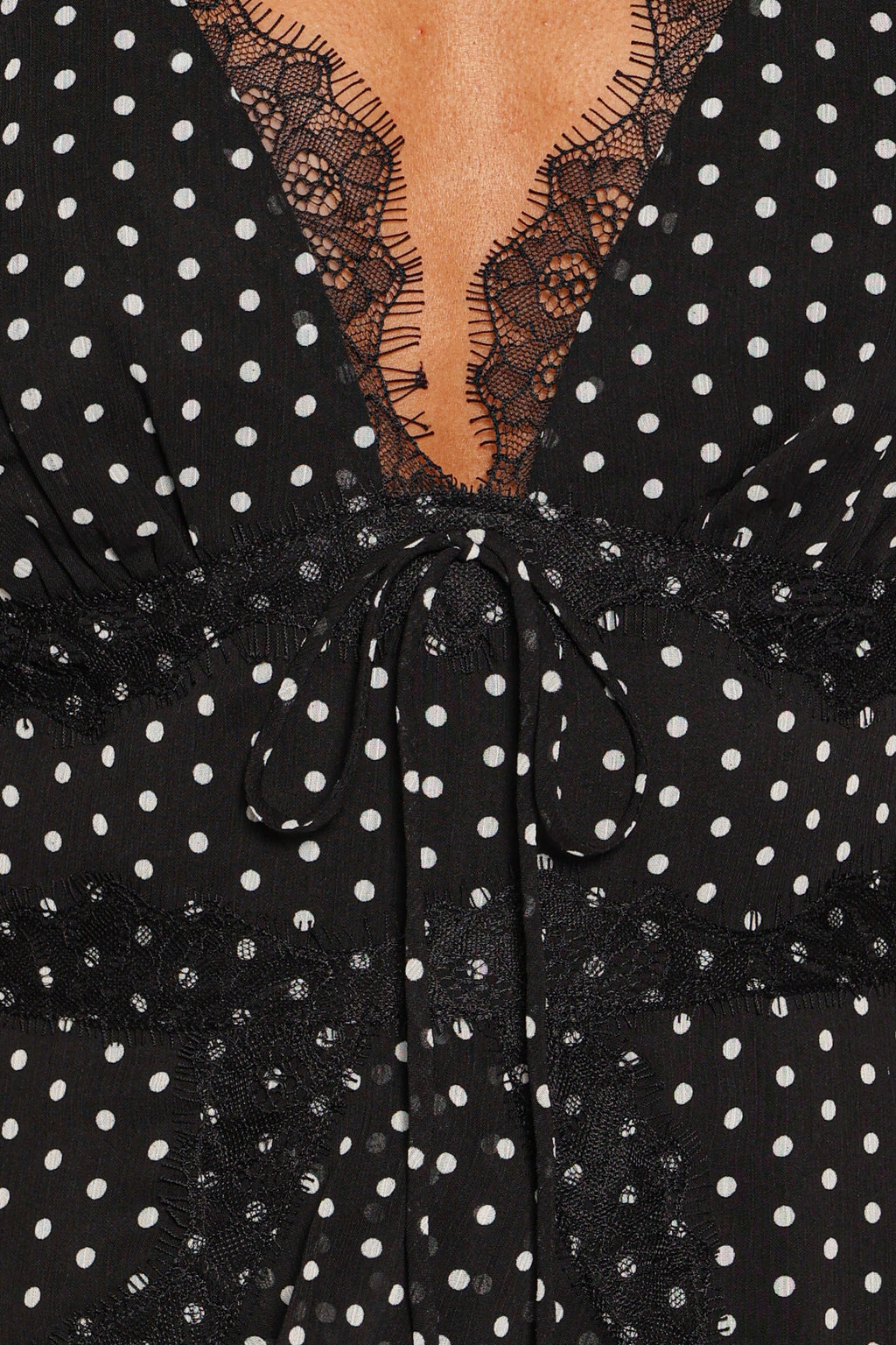 Saint Black Polka Dot V-Neck Tiered Ruffle Mini Dress - view 7