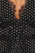 Saint Black Polka Dot V-Neck Tiered Ruffle Mini Dress - view 7