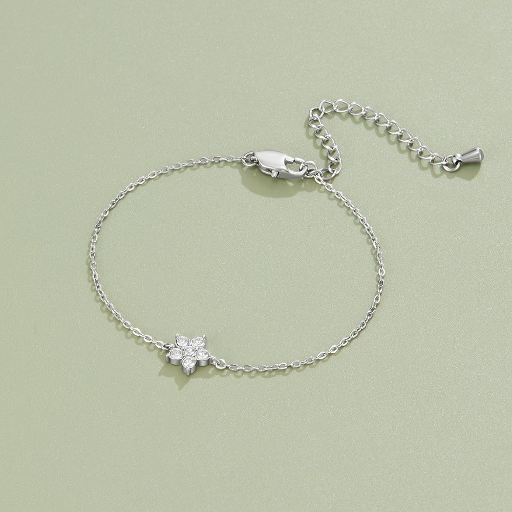 Elara Crystal Bloom Silver Bracelet