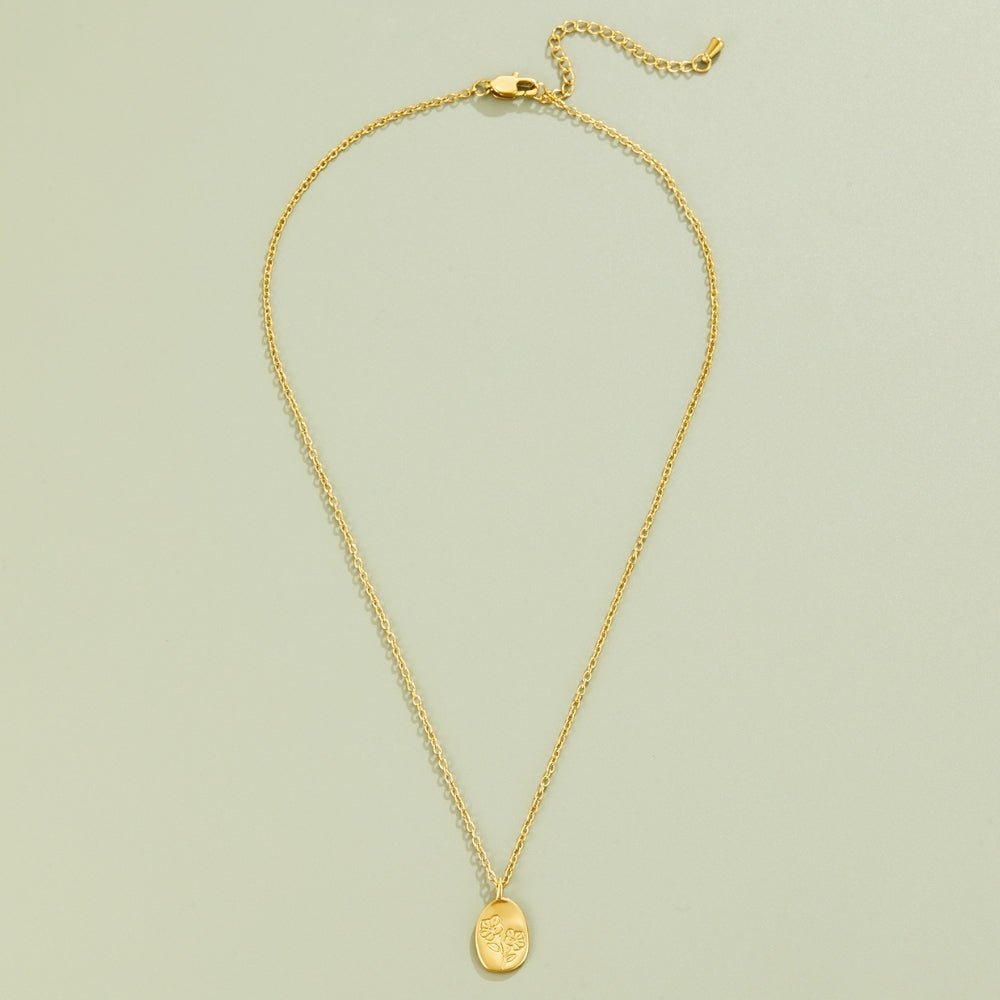 Engraved Wildflower Gold Necklace