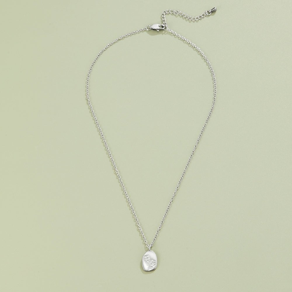 Engraved Wildflower Silver Necklace