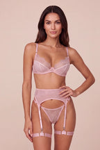 Bella Pink Lace High-Waisted 4-Piece Lingerie Set - view 1