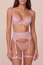 Bella Pink Lace High-Waisted 4-Piece Lingerie Set - view 2