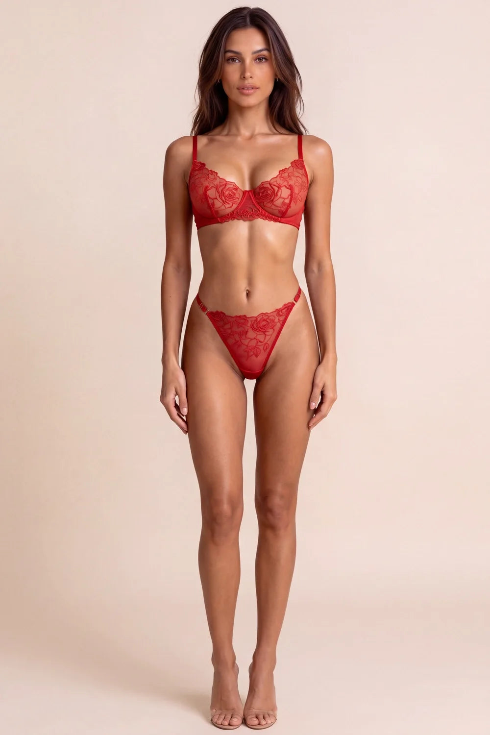 Blair Red Tulle 2-Piece Lingerie Set - view 5