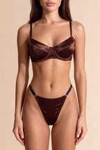 Evelyne Brown Satin 2-Piece Lingerie Set - view 2