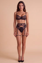 Gala Black Lace High-Waisted 4-Piece Lingerie Set - view 5