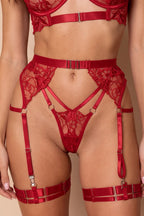 Lolita Red Floral Lace 4-Piece Lingerie Set - view 6