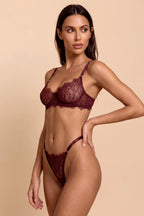 Mila Brown Floral Lace 2-Piece Lingerie Set - view 8