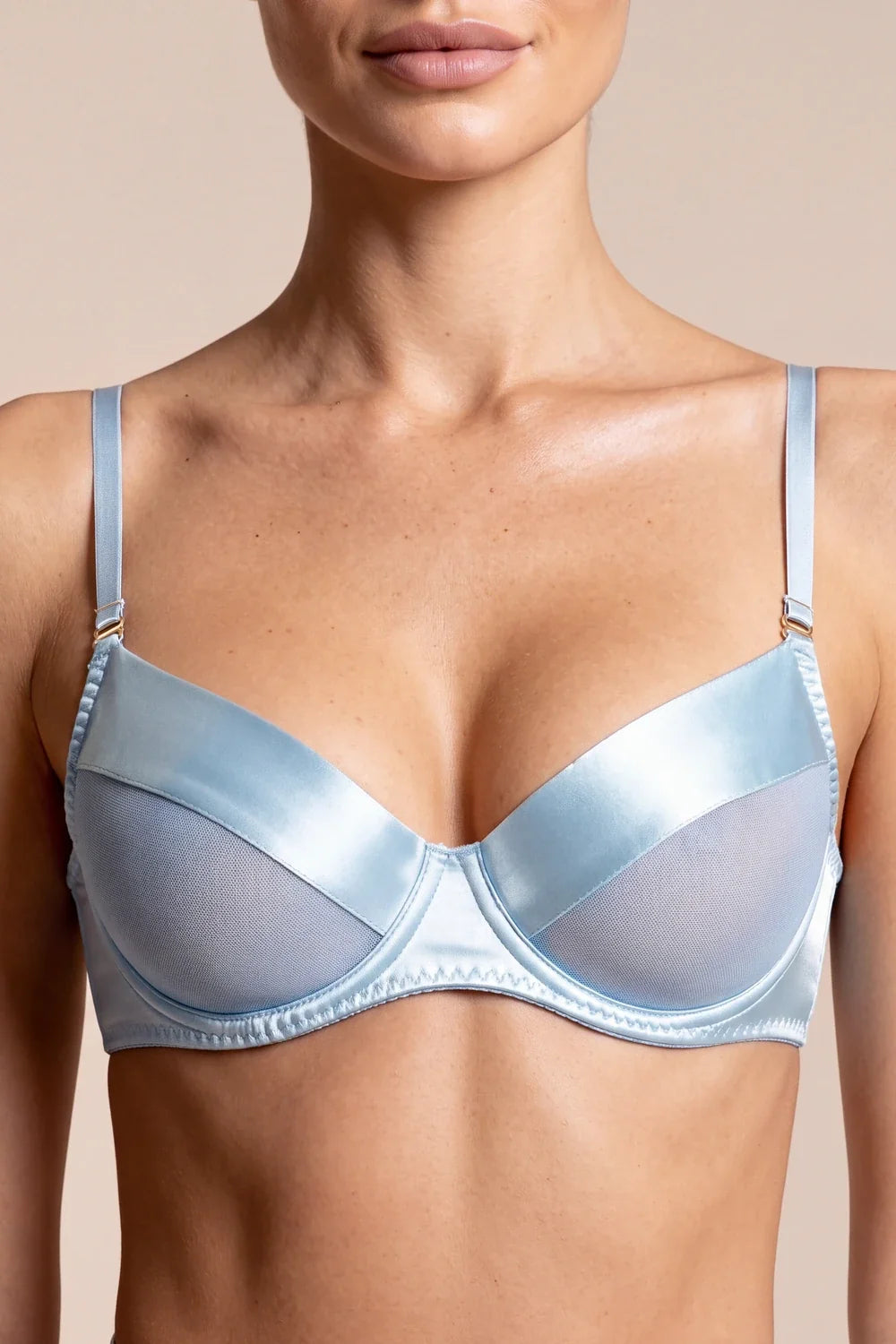 Powder Blue Satin 4-Piece Lingerie Set - view 3