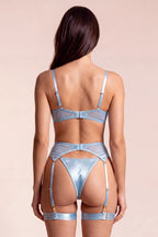 Powder Blue Satin 4-Piece Lingerie Set - view 4
