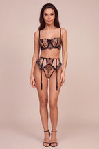 Raven Embroidered Balconette 3-Piece Lingerie Set - view 5