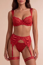 Roma Red Lace High-Waisted 4-Piece Lingerie Set - view 2