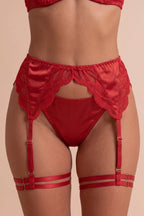 Roma Red Lace High-Waisted 4-Piece Lingerie Set - view 6